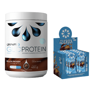 Whey Protein Isolado Zero Lactose Lowcarb GlicProtein 450g + Caixa 12und GlickRock