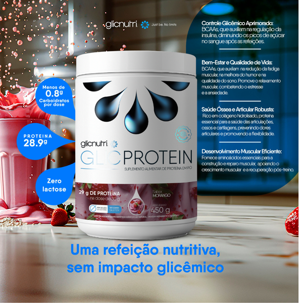 Whey Protein Isolado Zero Lactose Lowcarb GlicProtein 450g + Caixa 12und GlickRock