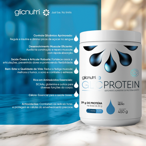Whey Protein Isolado Zero Lactose Lowcarb GlicProtein 450g + Caixa 12und GlickRock